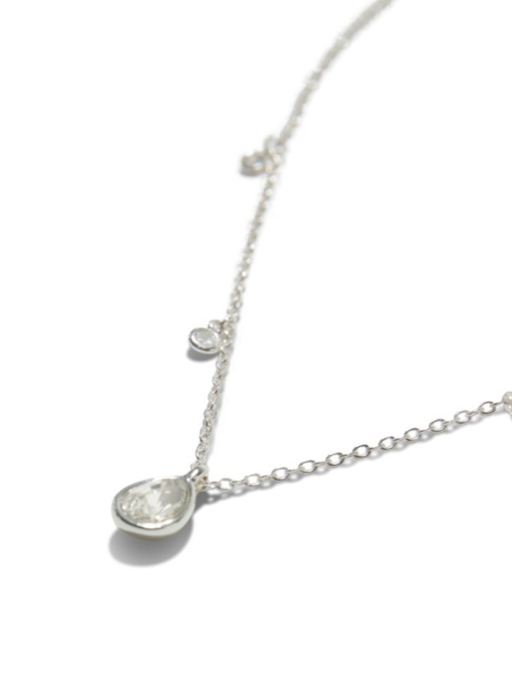 Ettika Silver Teardrop Pendant Necklace with CZ Stones